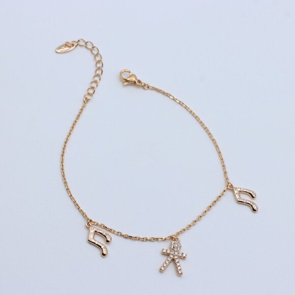 "Chic Rose Gold Charm Bracelet with Crown, Music & Stick Figure, XPBL0872 - Picture 2 of 12